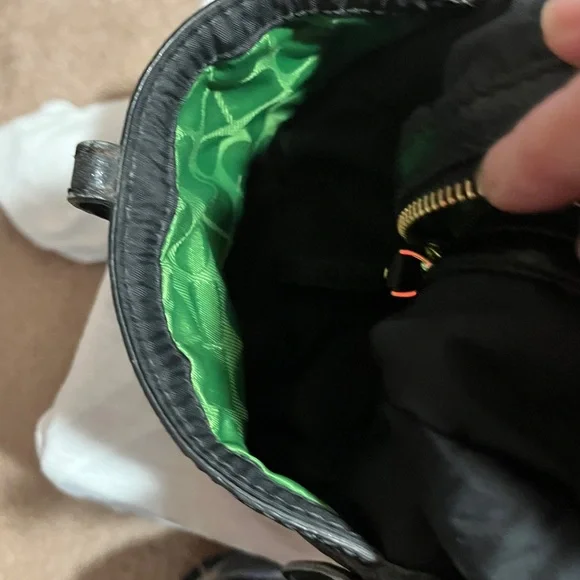 Kate Spade Black Nylon Satchel Shoulder Bag Leather Trim - Picture 7 of 16